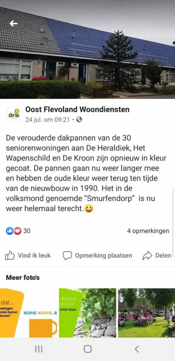 Swifterband meerdere woningen van Woningstichting OFW voorzien van dakcoating.